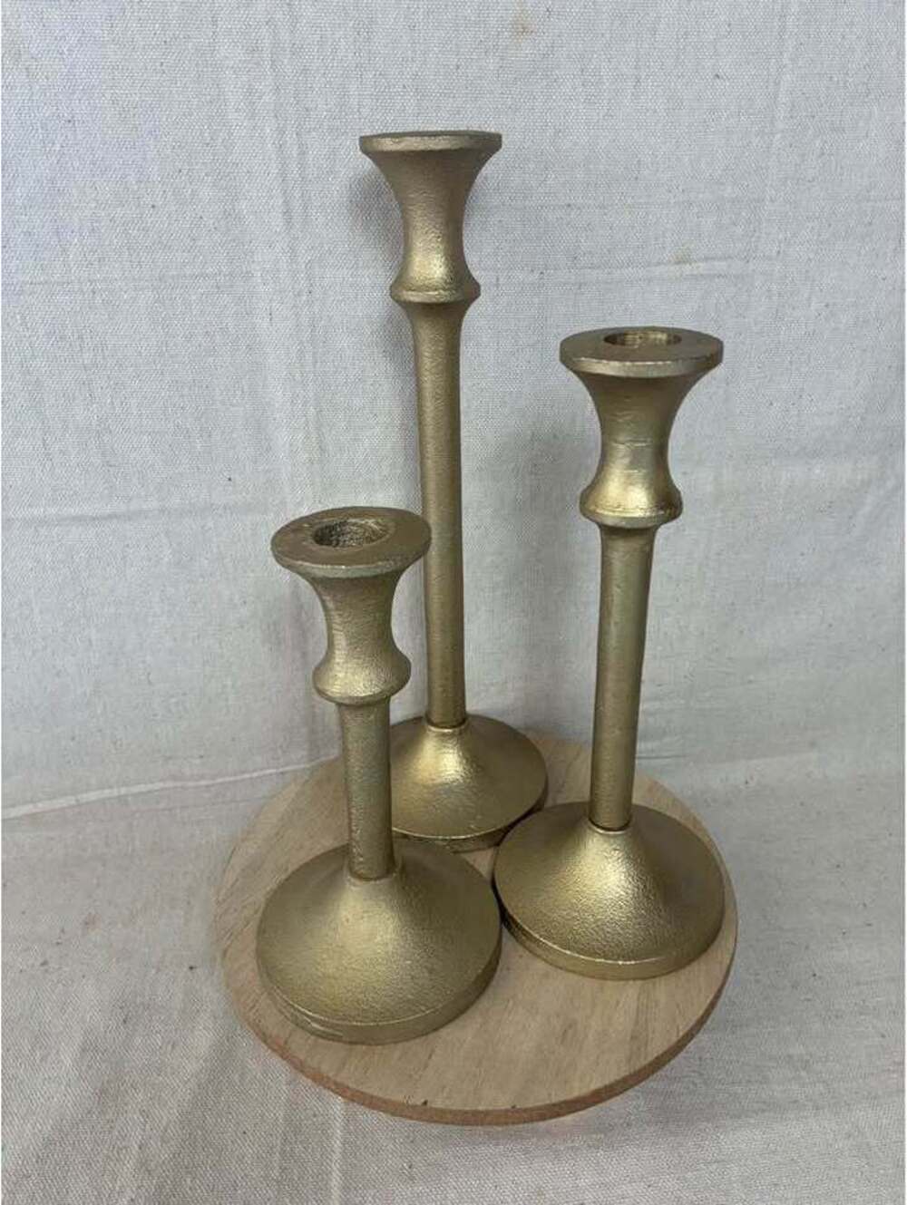 Gold Metal Taper Candle Holders set of 3